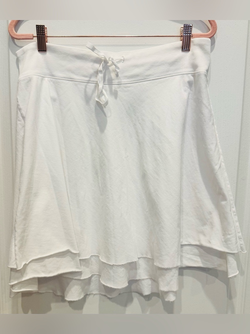 VINTAGE JUICY COUTURE 100% Cotton Double Layered Mini Skirt White Large Y2K